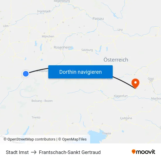 Stadt Imst to Frantschach-Sankt Gertraud map