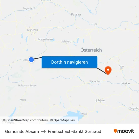 Gemeinde Absam to Frantschach-Sankt Gertraud map
