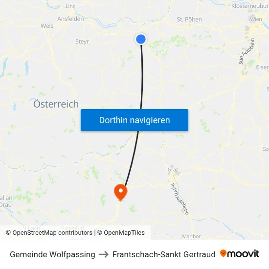 Gemeinde Wolfpassing to Frantschach-Sankt Gertraud map