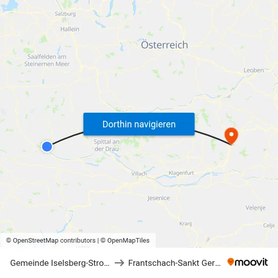 Gemeinde Iselsberg-Stronach to Frantschach-Sankt Gertraud map