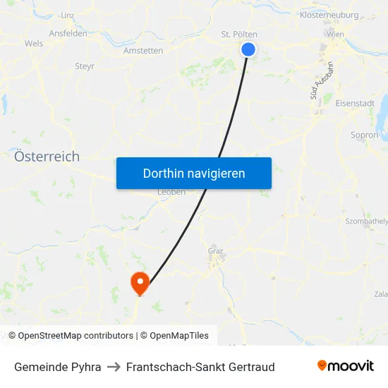 Gemeinde Pyhra to Frantschach-Sankt Gertraud map
