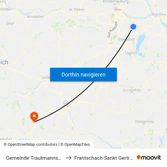 Gemeinde Trautmannsdorf to Frantschach-Sankt Gertraud map