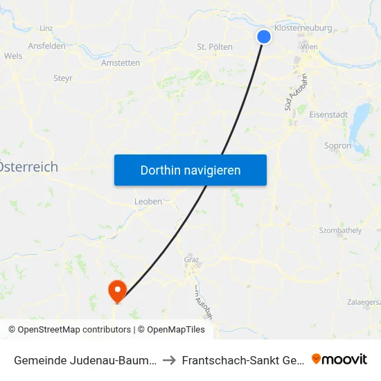 Gemeinde Judenau-Baumgarten to Frantschach-Sankt Gertraud map