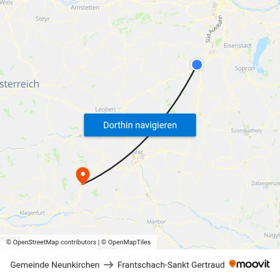 Gemeinde Neunkirchen to Frantschach-Sankt Gertraud map
