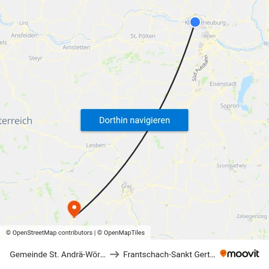 Gemeinde St. Andrä-Wördern to Frantschach-Sankt Gertraud map