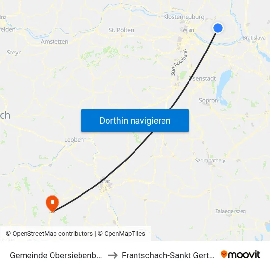 Gemeinde Obersiebenbrunn to Frantschach-Sankt Gertraud map