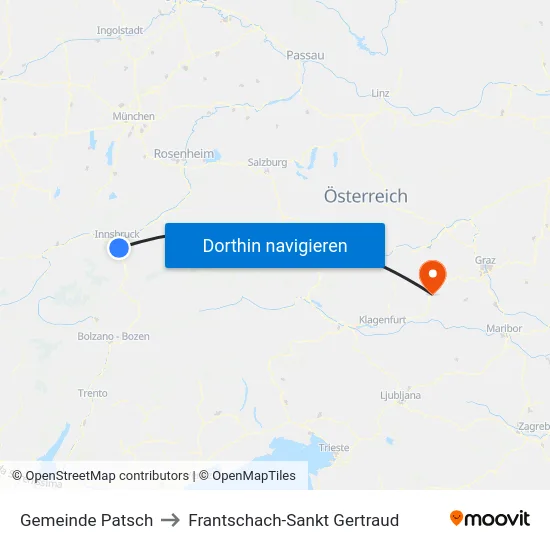 Gemeinde Patsch to Frantschach-Sankt Gertraud map