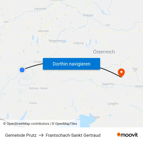 Gemeinde Prutz to Frantschach-Sankt Gertraud map