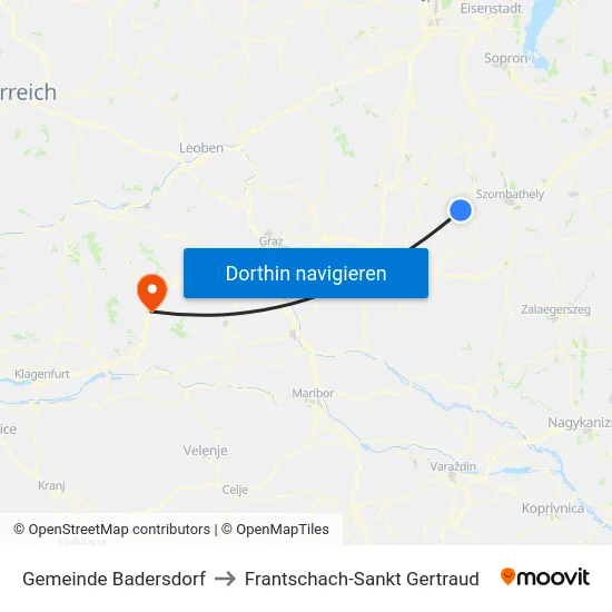 Gemeinde Badersdorf to Frantschach-Sankt Gertraud map