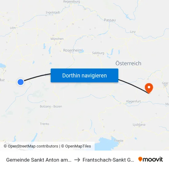 Gemeinde Sankt Anton am Arlberg to Frantschach-Sankt Gertraud map