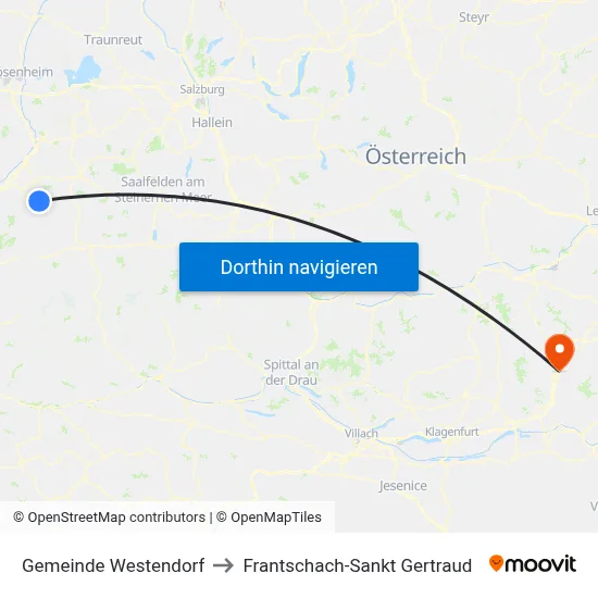 Gemeinde Westendorf to Frantschach-Sankt Gertraud map