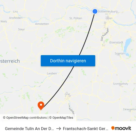 Gemeinde Tulln An Der Donau to Frantschach-Sankt Gertraud map