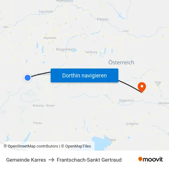 Gemeinde Karres to Frantschach-Sankt Gertraud map