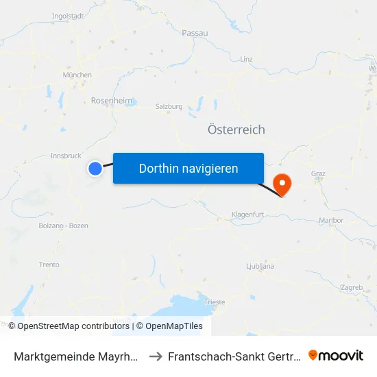 Marktgemeinde Mayrhofen to Frantschach-Sankt Gertraud map