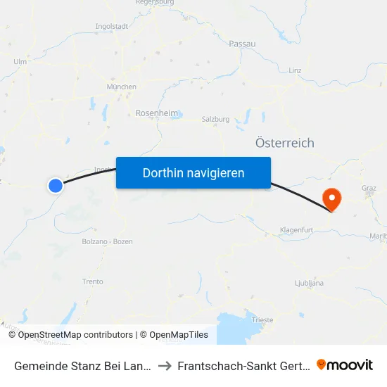 Gemeinde Stanz Bei Landeck to Frantschach-Sankt Gertraud map
