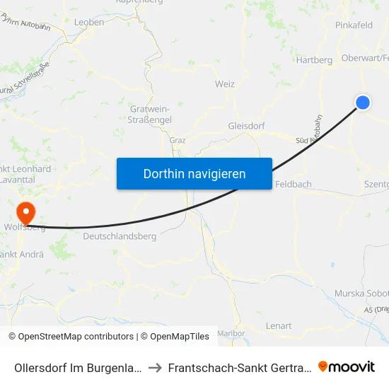 Ollersdorf Im Burgenland to Frantschach-Sankt Gertraud map