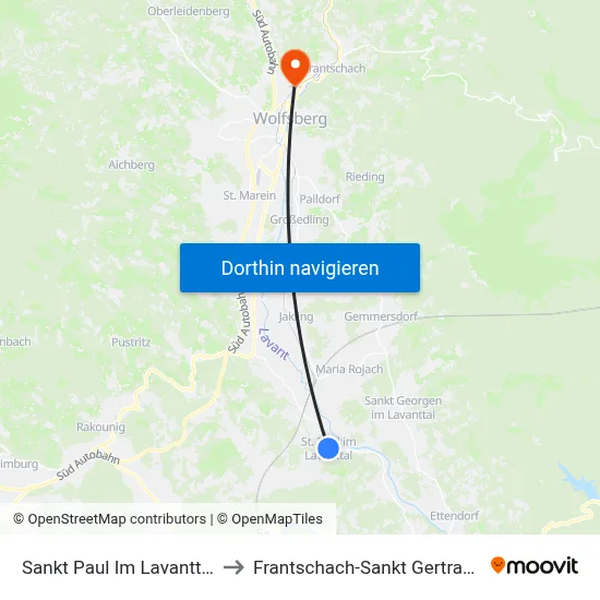 Sankt Paul Im Lavanttal to Frantschach-Sankt Gertraud map