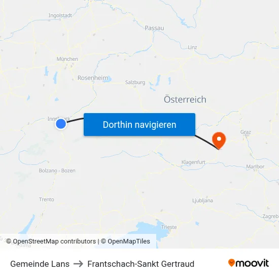 Gemeinde Lans to Frantschach-Sankt Gertraud map