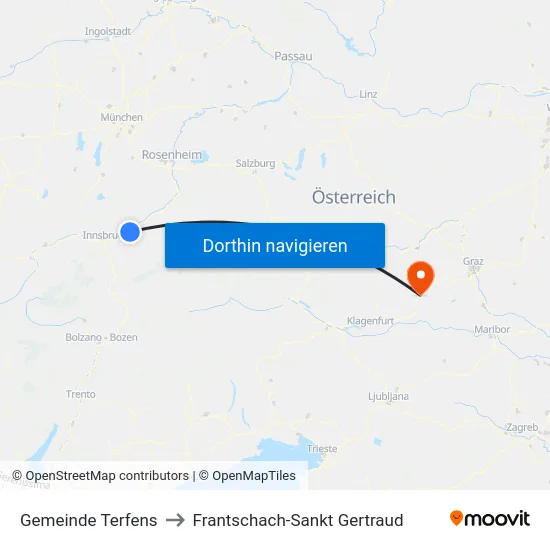 Gemeinde Terfens to Frantschach-Sankt Gertraud map
