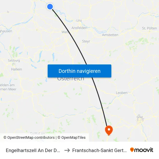 Engelhartszell An Der Donau to Frantschach-Sankt Gertraud map
