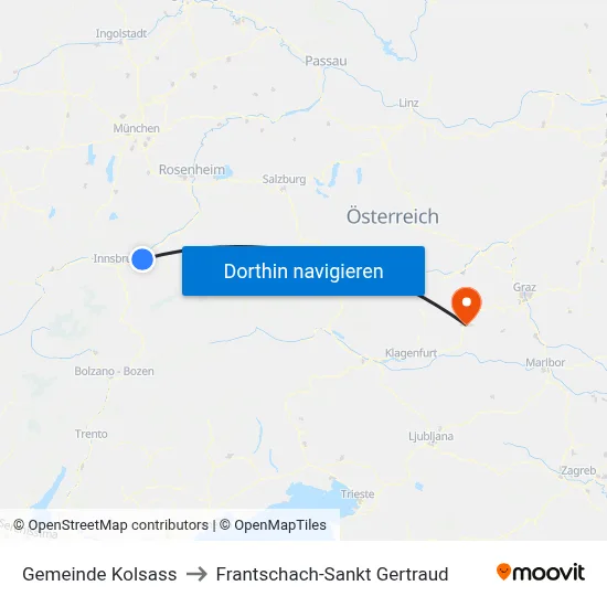Gemeinde Kolsass to Frantschach-Sankt Gertraud map