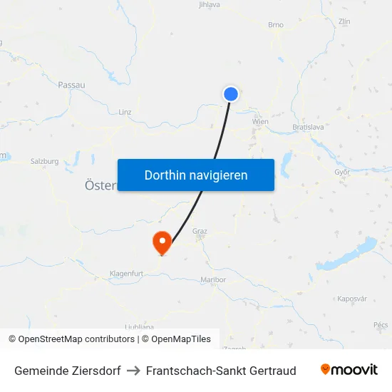 Gemeinde Ziersdorf to Frantschach-Sankt Gertraud map