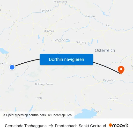 Gemeinde Tschagguns to Frantschach-Sankt Gertraud map