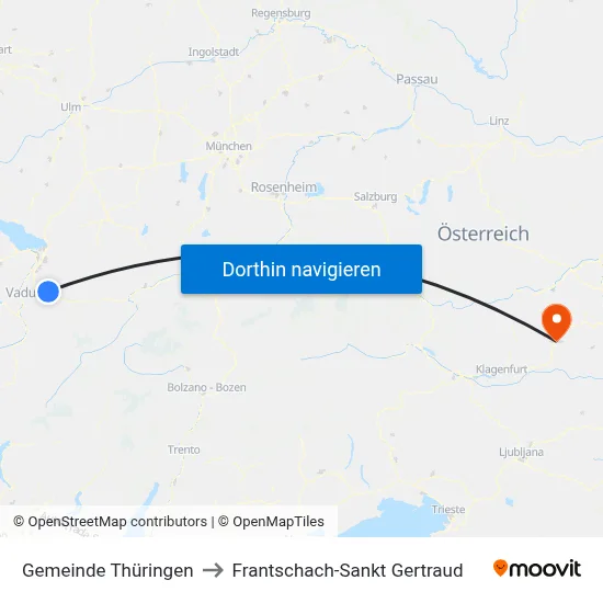 Gemeinde Thüringen to Frantschach-Sankt Gertraud map