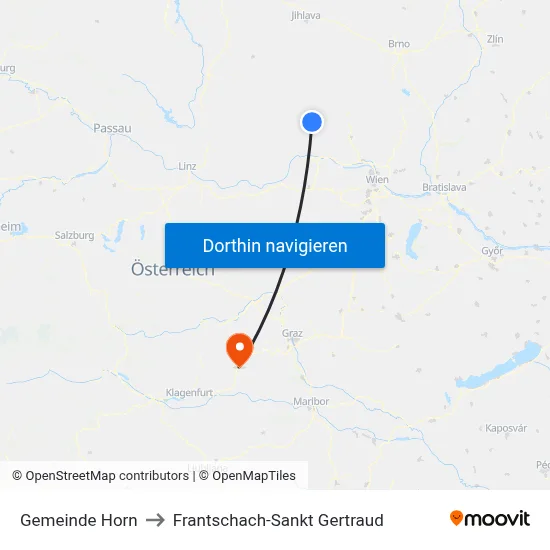 Gemeinde Horn to Frantschach-Sankt Gertraud map