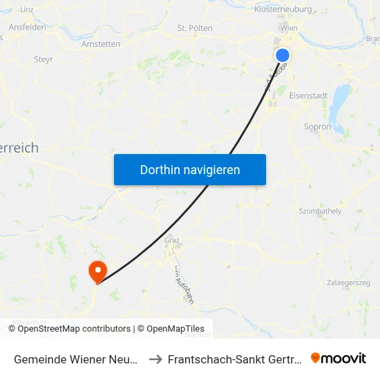 Gemeinde Wiener Neudorf to Frantschach-Sankt Gertraud map