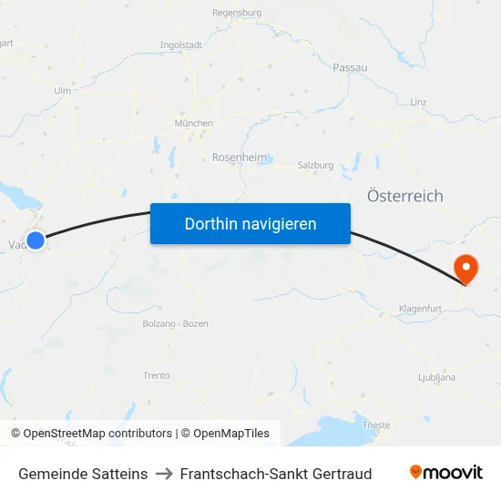 Gemeinde Satteins to Frantschach-Sankt Gertraud map