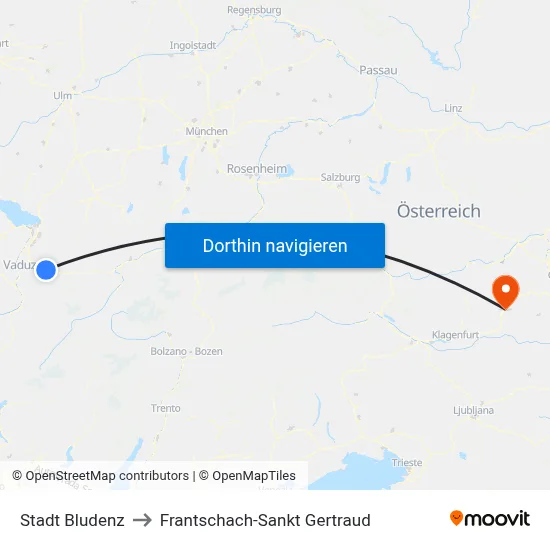 Stadt Bludenz to Frantschach-Sankt Gertraud map