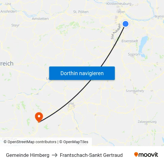 Gemeinde Himberg to Frantschach-Sankt Gertraud map