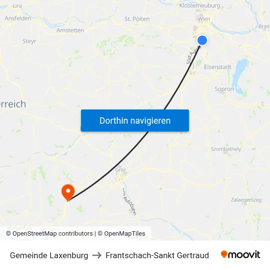Gemeinde Laxenburg to Frantschach-Sankt Gertraud map