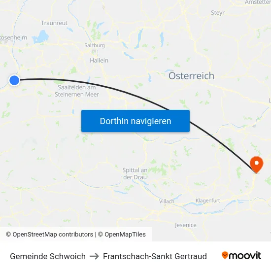 Gemeinde Schwoich to Frantschach-Sankt Gertraud map