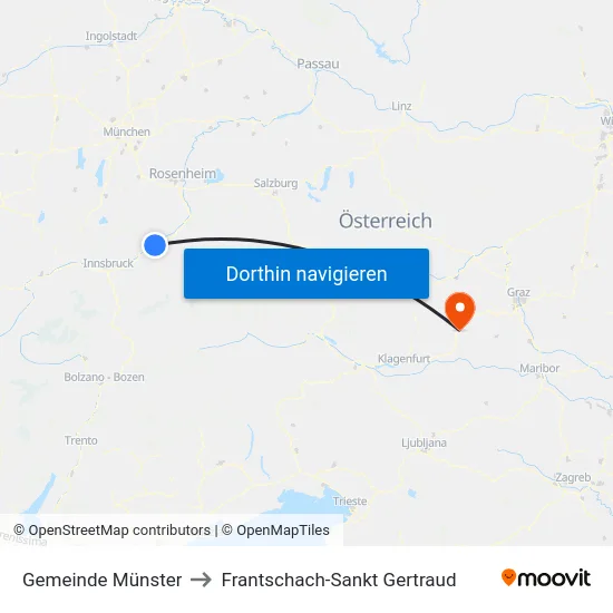 Gemeinde Münster to Frantschach-Sankt Gertraud map