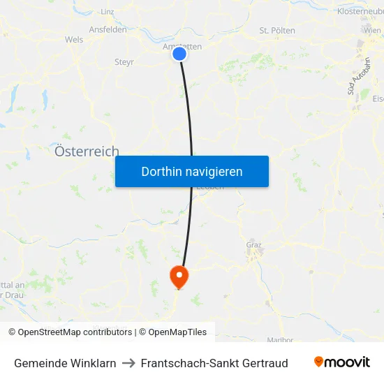 Gemeinde Winklarn to Frantschach-Sankt Gertraud map