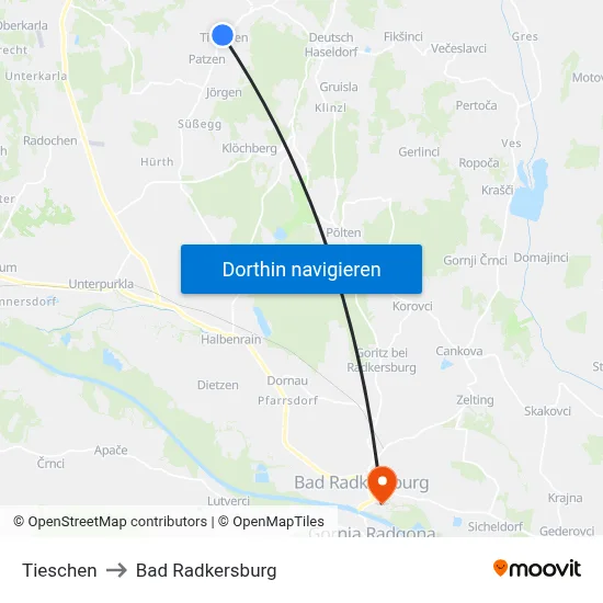Tieschen to Bad Radkersburg map