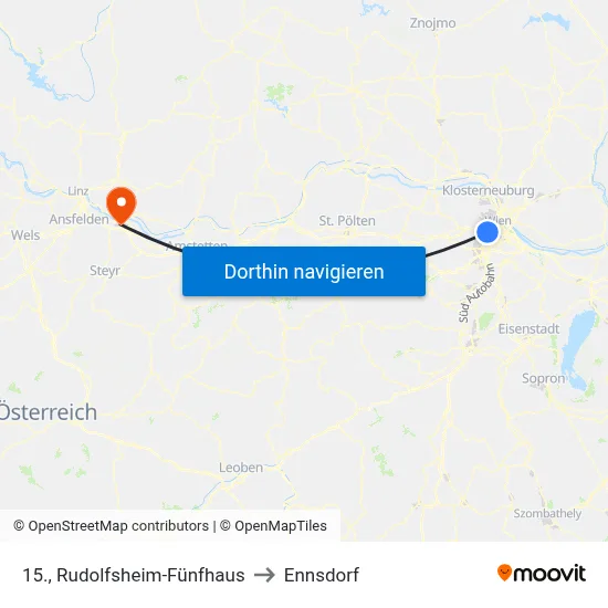 15., Rudolfsheim-Fünfhaus to Ennsdorf map