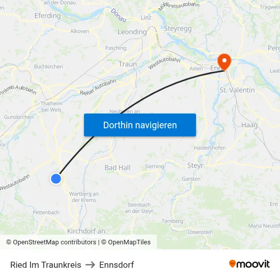 Ried Im Traunkreis to Ennsdorf map
