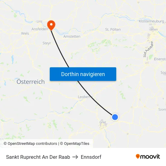 Sankt Ruprecht An Der Raab to Ennsdorf map