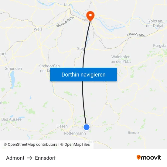 Admont to Ennsdorf map