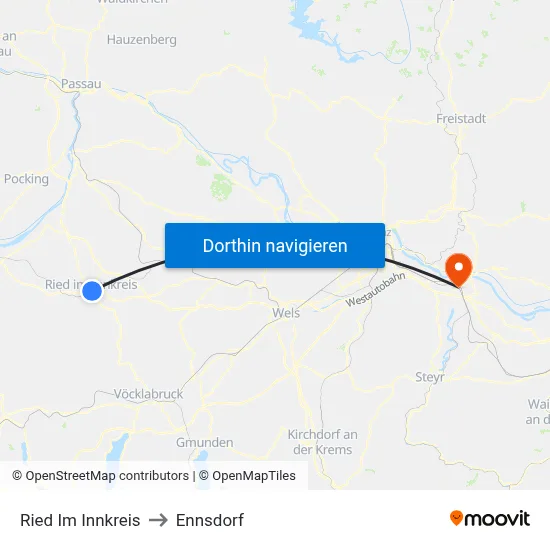 Ried Im Innkreis to Ennsdorf map