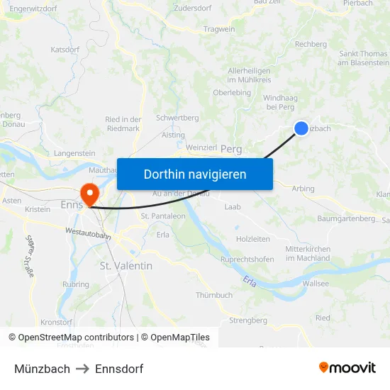 Münzbach to Ennsdorf map