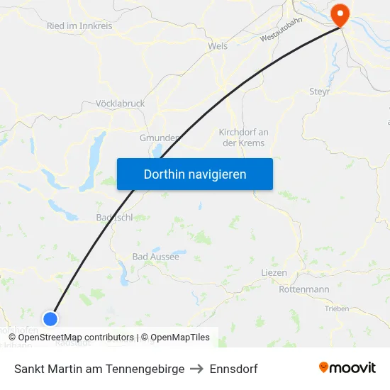 Sankt Martin am Tennengebirge to Ennsdorf map