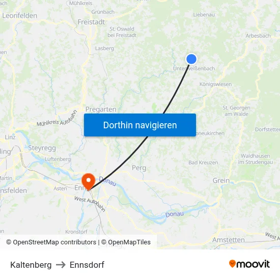 Kaltenberg to Ennsdorf map