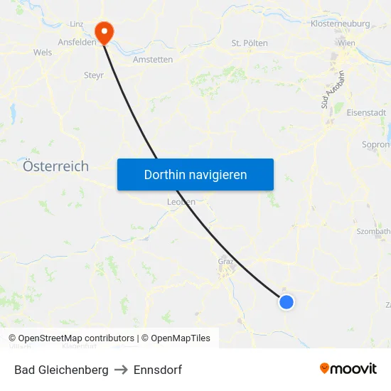 Bad Gleichenberg to Ennsdorf map
