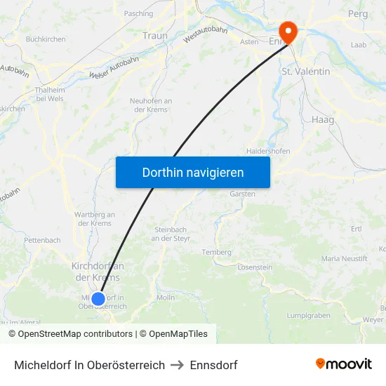 Micheldorf In Oberösterreich to Ennsdorf map