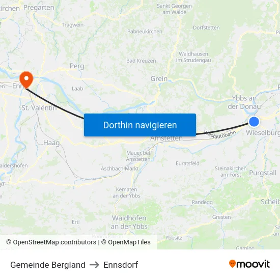 Gemeinde Bergland to Ennsdorf map
