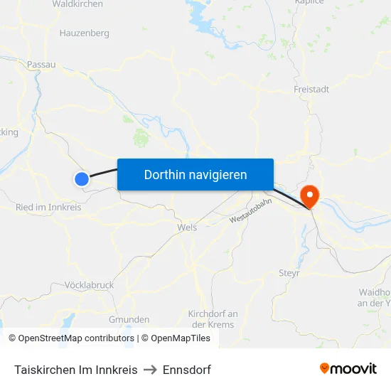 Taiskirchen Im Innkreis to Ennsdorf map